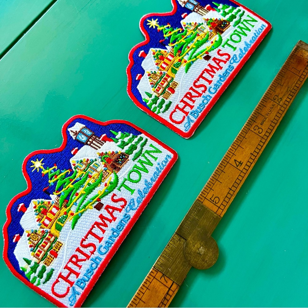 🦋 5/$25 BUNDLE • Busch Gardens Christmastown Celebration Patches, Set of 2